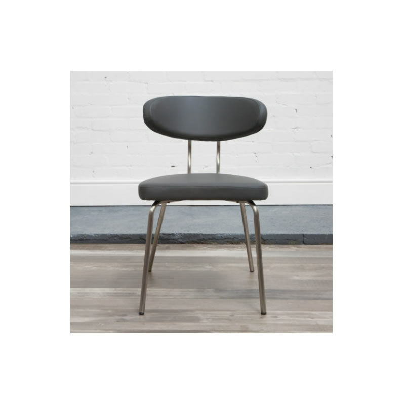 Image of Marago Brushed Steel Faux Leather Modern Chair Various Colours Grey faux leather TaupeWhite - Grey