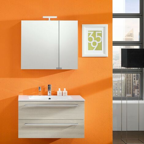 ARREDO BAGNO MOBILE CON PORTA LAVATRICE UL11 cm.131 TRANCHE' ROVERE SCURO