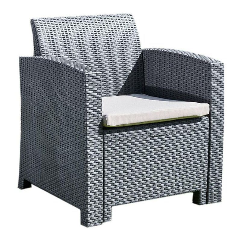 Rattan Effect Armchair Chair with Cushion - Outdoor Patio Garden Furniture