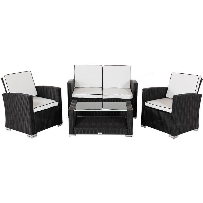 Marbella Rattan Garden Sofa Set In Black And Vanilla Mbl 301 Marbella Rattan Garden Sofa Set In Black And Vanilla