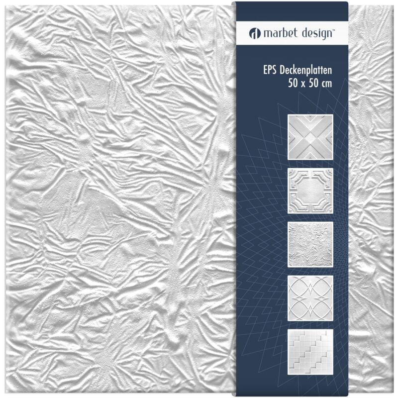 Dalles plafond polystyrène eps blanc 30 décors différents 50x50cm paquet économique: Skora, Forfait maximum (meilleur prix) - Marbet Design