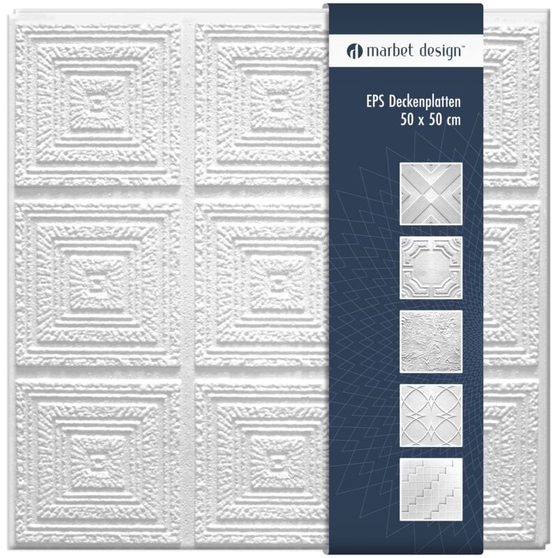 Dalles plafond polystyrène eps blanc 30 décors différents 50x50cm paquet économique: Plafon, Forfait maximum (meilleur prix) - Marbet Design
