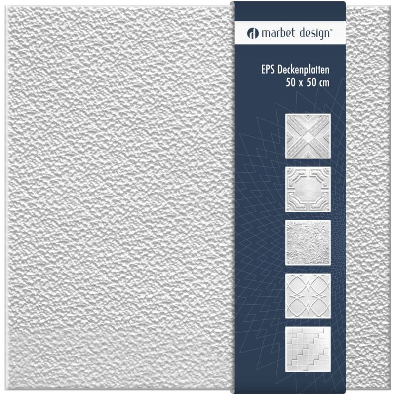 Dalles plafond polystyrène eps blanc 30 décors différents 50x50cm paquet économique: Kristall, 2 m² / 8 panneaux - Marbet Design