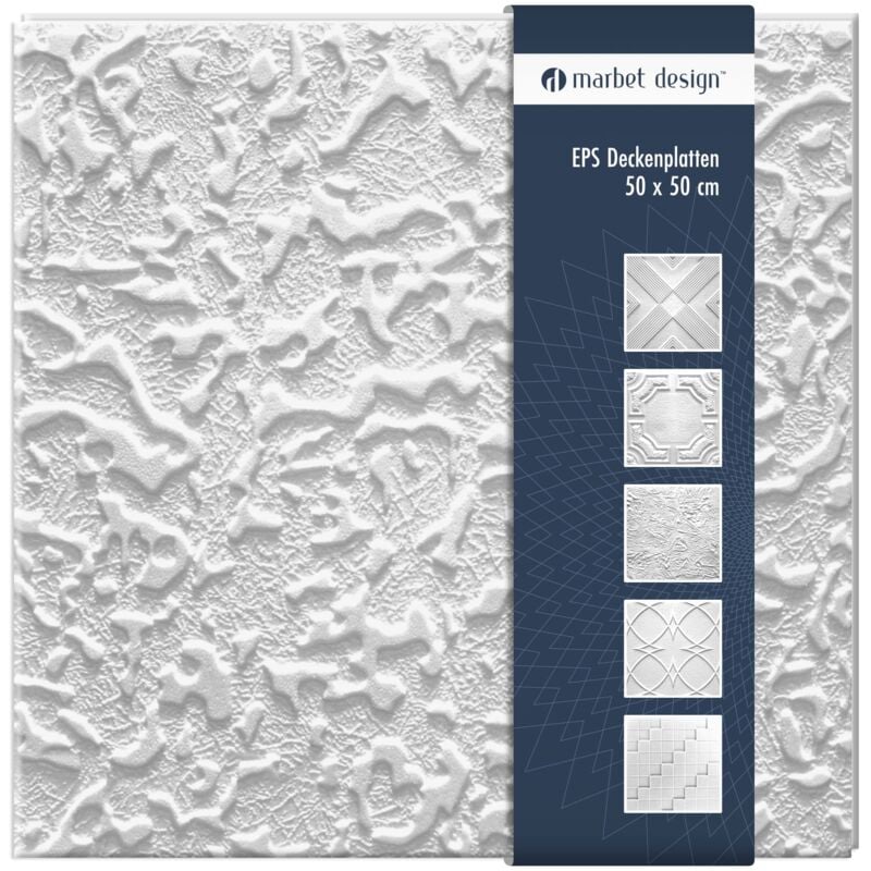 Dalles plafond polystyrène eps blanc 30 décors différents 50x50cm paquet économique: Pasat, Forfait maximum (meilleur prix) - Marbet Design