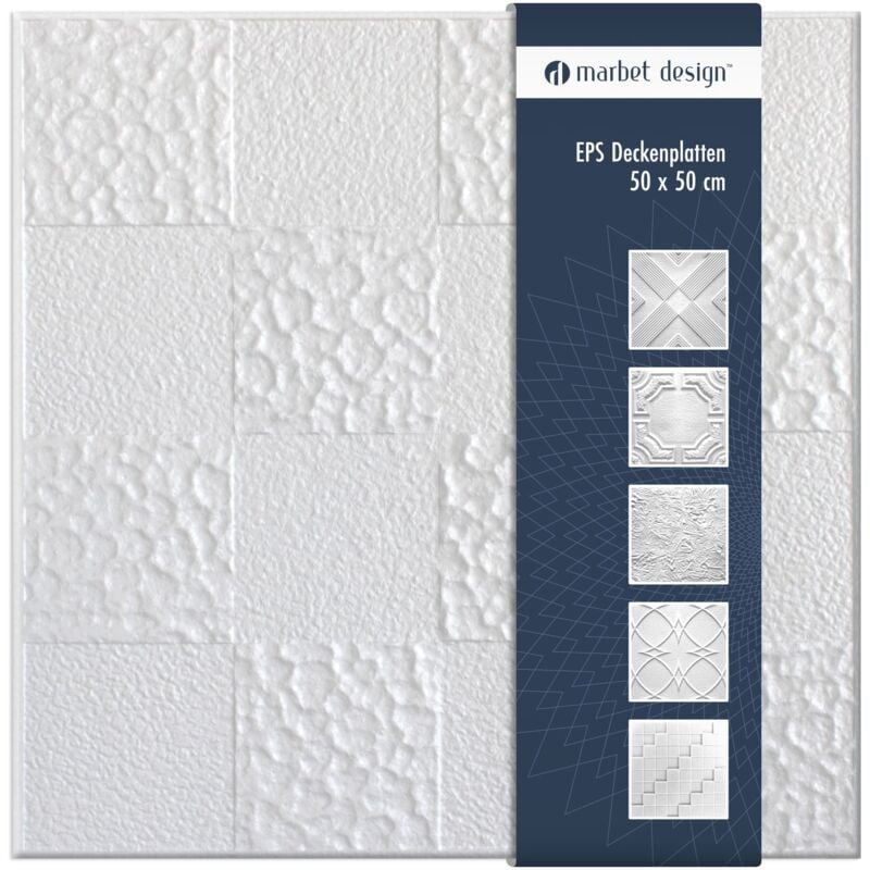 Marbet Design dalles plafond polystyrène EPS blanc 30 décors différents 50x50cm paquet économique: 10 m² / 40 plaques, Liège