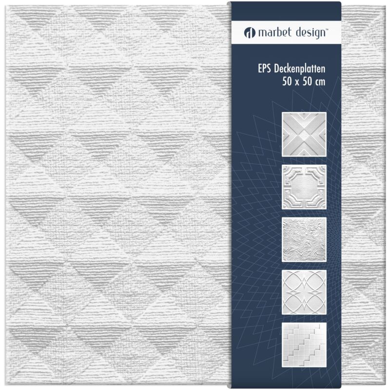 Marbet Design - dalles plafond polystyrène eps blanc 30 décors différents 50x50cm paquet économique: Pyrmont, Forfait maximum (meilleur prix)