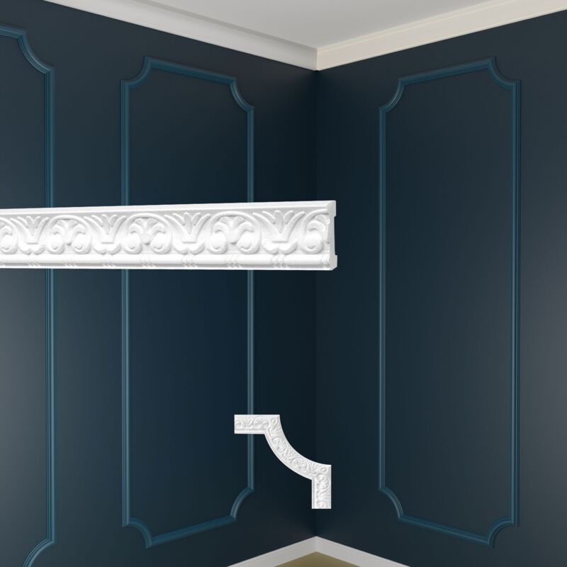 Décoration murale polystyrène blanc - moulures & segments cadre mural: 10 Meter (5 Leisten) (de), Flachleiste B-10 (de) - Marbet Design