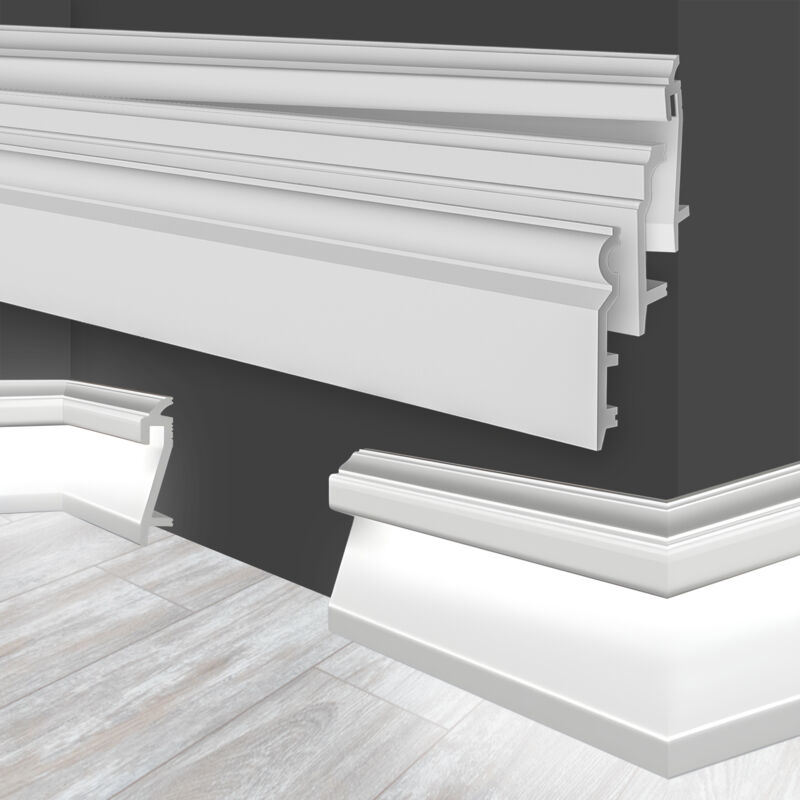 Marbet Design - Plinthes en hdps (polystyrène haute densité) blanc, plinthes lumineuses, éclairage indirect led: 30 Meter / 15 Leisten (de), HF-3