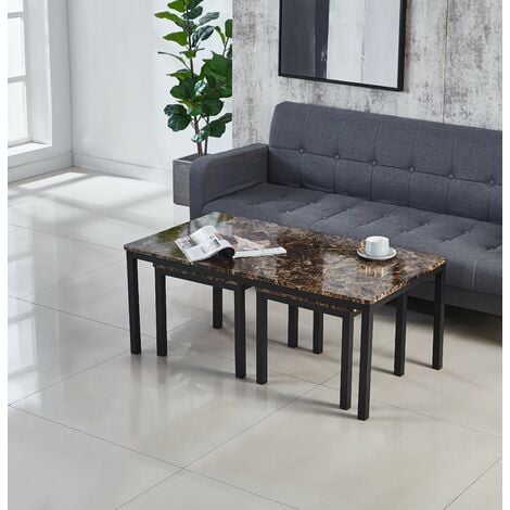 MODERNIQUE Marble Effect MDF Coffee Table with x2 Side Table (2+1).