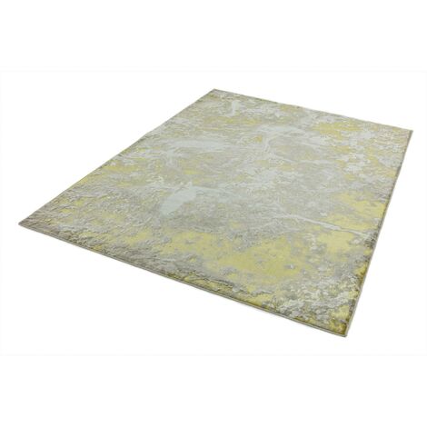 Marbled Rug for Living Room Bedroom Lounge Aurora AU17 Lustre Quality Modern Abstract Soft Silky Shiny Gold Yellow Rug in X-Large 200x290 cm (6'7"x9'6")