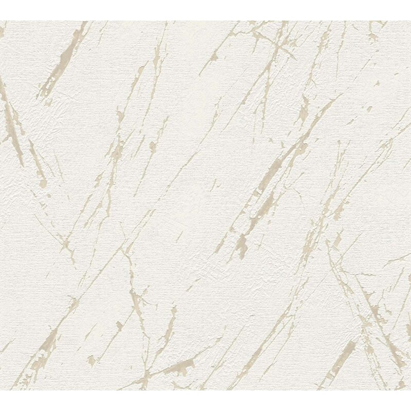 Papier peint intissé luxe blanc crème Tapisserie effet métallique Papier peint aspect marbre idéal pour salon et chambre