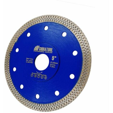 Marbre scie lame diamant porcelaine carrelage céramique disque de coupe à sec outil bleu filet tranche 125mm, Ensoleillé