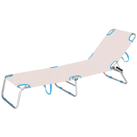 Marbueno beige/blau Aluminium klappbare Sonnenliege sortiert Strand und Pool 187x58x24 cm 10363