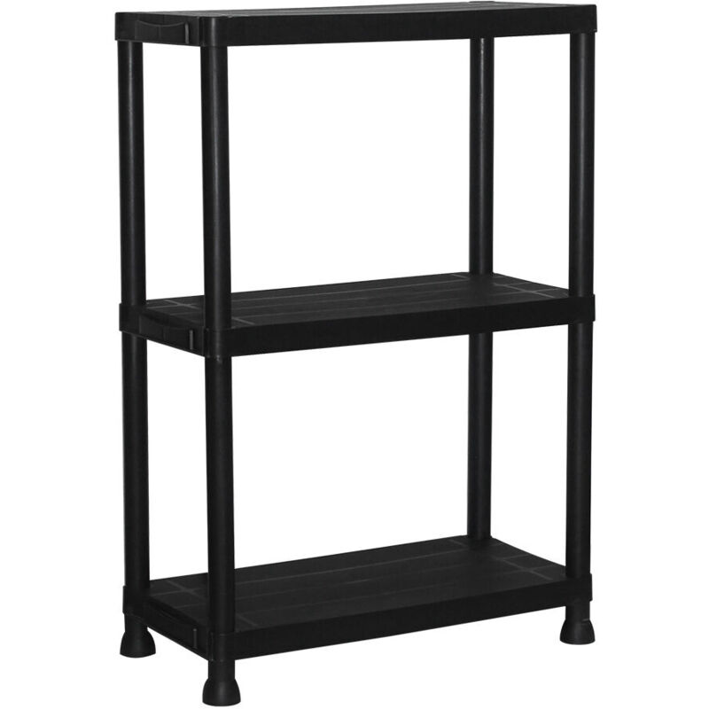 Tagère 3 Étagères Plastique Noir 61x31x91 cm Jardin 10536 - Marbueno