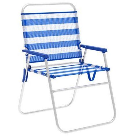 Marbueno Folding Aluminium Chaise Stripes Blue and White Beach and Pool 52X56X80 cm 10313