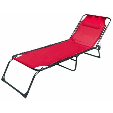 Marbueno klappbare Sonnenliege aus Stahl mit Garten und Pool Kissen 190x58x27 cm red 10000