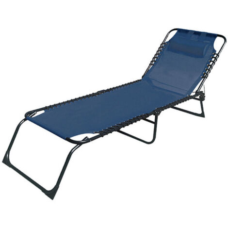 Marbueno Lettino Pieghevole in Acciaio con Cuscino Blu per Giardino Piscina