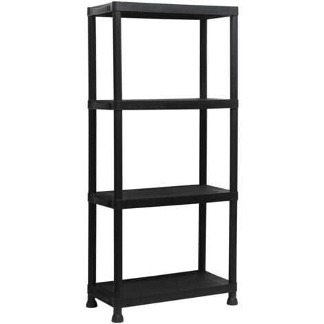 Marbueno Scaffale in Plastica Nera 4 Ripiani 31x131x61 cm