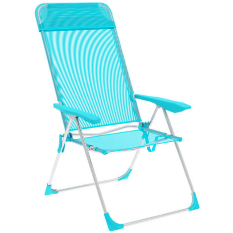 Marbueno Silla Plegable 5 Posiciones Aluminio con Cojin Aguamarina