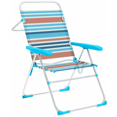 Marbueno Silla Plegable 5 Posiciones Aluminio Rayas Playa