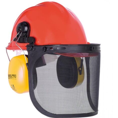 MARCA CASCO CABEZA+CASCO ANTIRUIDOS FORESTAL MOTOSIERRA/DESBROZADORA+PANTALLA REJILLA  2088KF ROJO