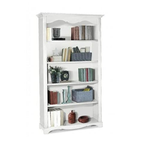 Mar.c.a. Design - Libreria Bianca da Parete, Mobile Soggiorno Multiuso con Zoccolo Sagomato Color Bianco Opaco Elegante in Legno di Pioppo - Arte Povera Made in Italy - Misura 120x40x210