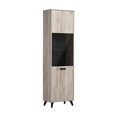 VETRINA MODERNA SOGGIORNO nera con anta 4 ripiani in vetro Note Vidrio EUR  249,95 - PicClick IT