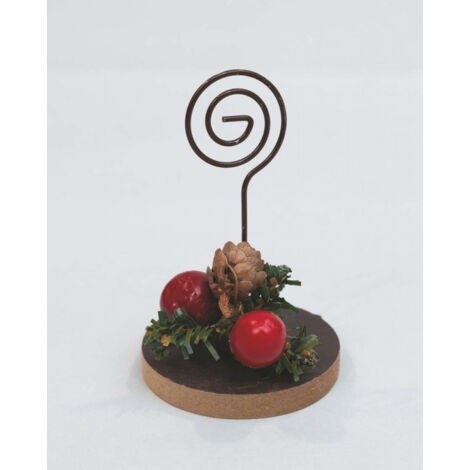 Marcador de posición Display Cm.10 Dic. Decoración navideña de piñas y frutos rojos
