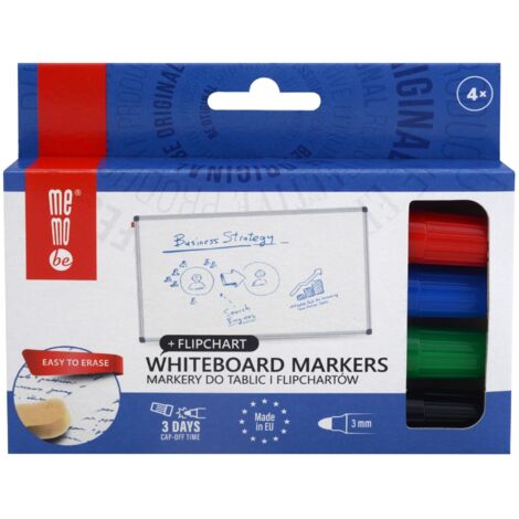 Marcador MEMOBE para pizarras de borrado en seco y rotafolios, 4 colores