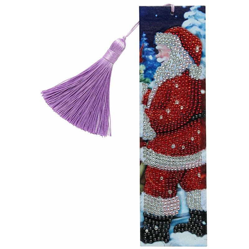 

Marcapaginas de pintura de diamantes Marcapaginas de diamantes de Santa para adultos Marcadores de bricolaje 5D con borla Juego de manualidades regalo
