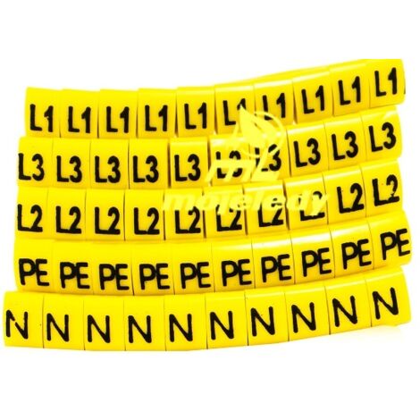 Marcatore per cavi OZ-2 L1 L2 L3 N PE giallo 50 pezzi