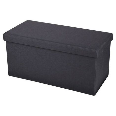 'Marceline' - Banc de Rangement Pliable Tissu Noir