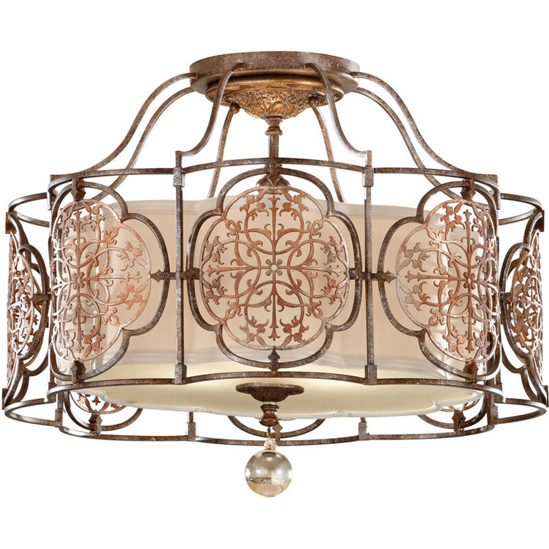 Elstead - Marcella - 3 Light Semi Flush Deckenleuchte British Bronze, E27