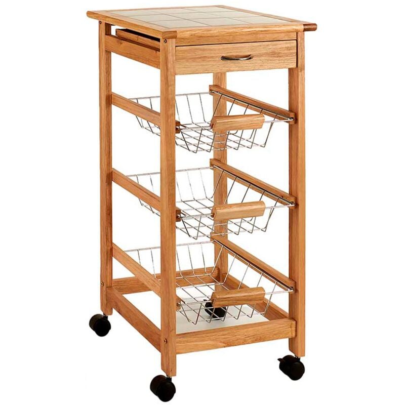 Marchande de légumes en bois et métal 3 niveaux naturel collection KINVARA