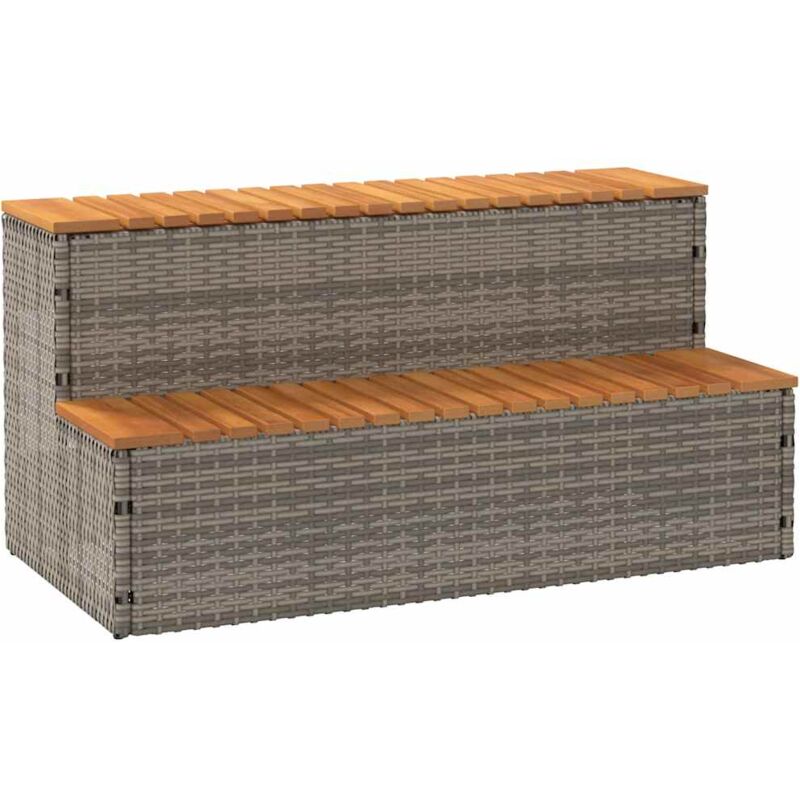 Marche bain remous gris 100x50x50,5 cm polyrotin acacia massif - Vidaxl