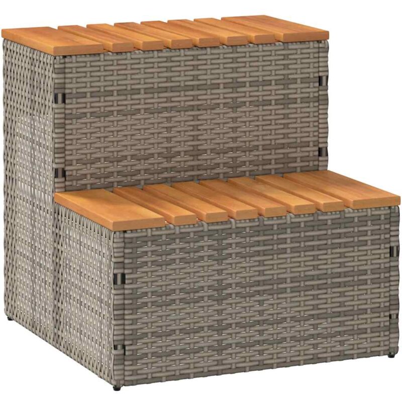 Marche bain à remous gris 50x50x50,5cm polyrotin acacia massif - Vidaxl