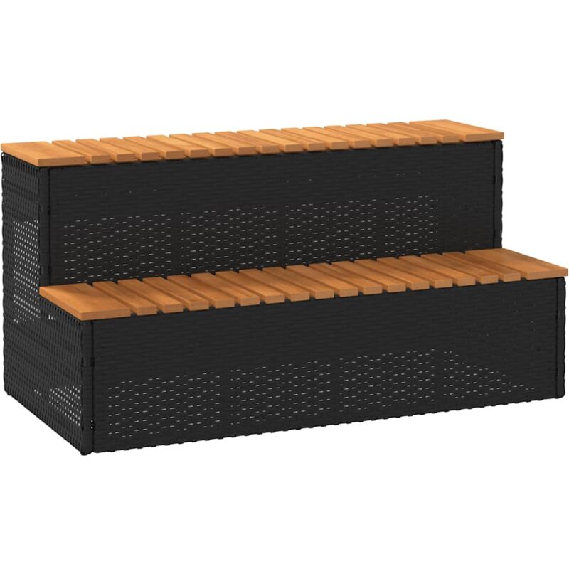 Vidaxl - Marche bain à remous noir 100x50x50,5cm polyrotin acacia massif