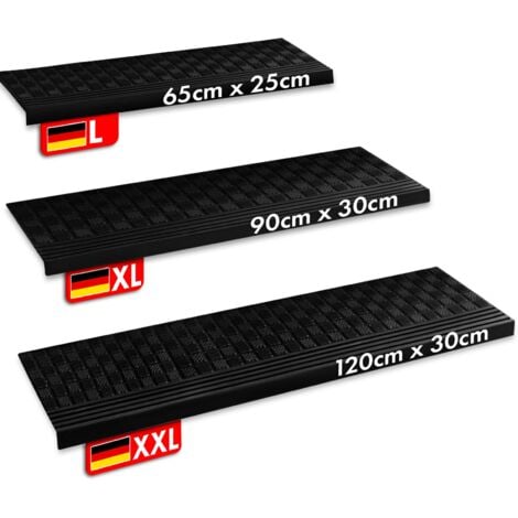 Marche d'escalier en caoutchouc pour usage extérieur Modèle : Diamond 1 Pièce, 30 x 120 cm