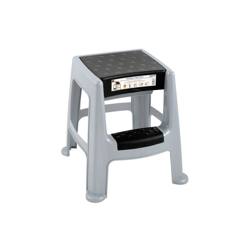 EDA - Tabouret marchepied gris perle marche noir