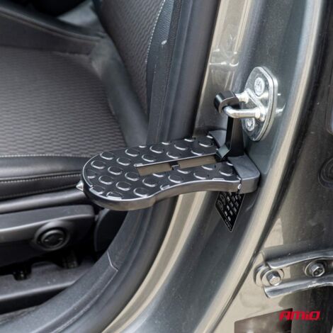 Marchepied aluminium universel pour voiture – Accès toit véhicule – Capacité 100 kg – Surface antidérapante – Brise-vitre intégré – Awelco