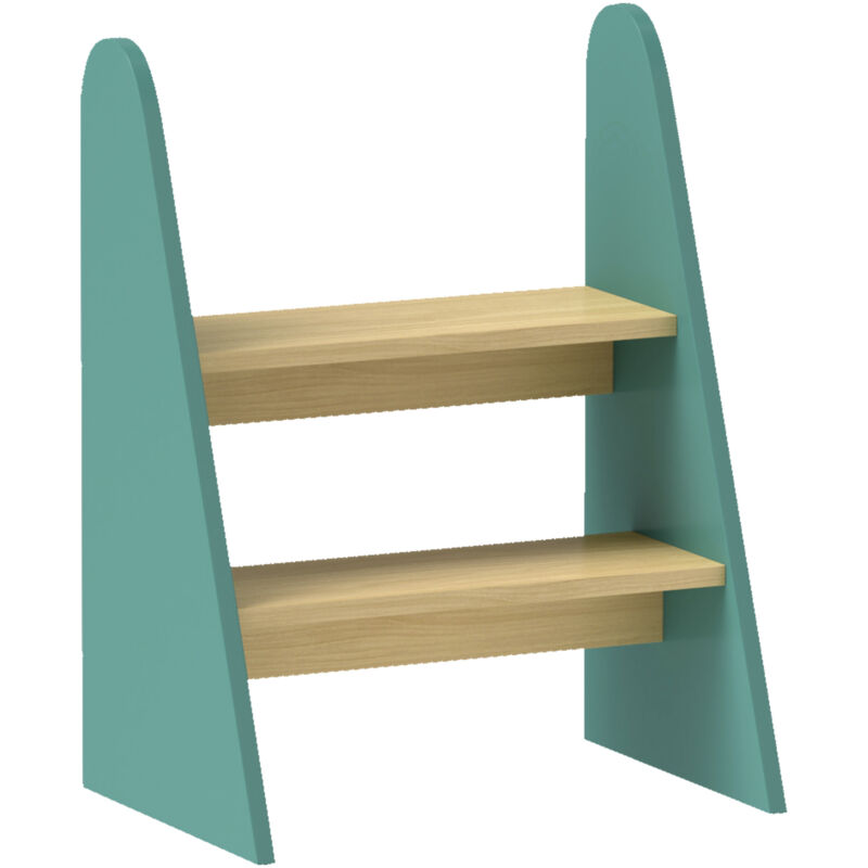 Marchepied enfant 2 marches style nordique - charge max. 20 Kg - aspect bois clair vert