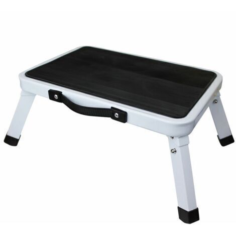 Marchepied pliable 1 niveau Acier Noir et blanc