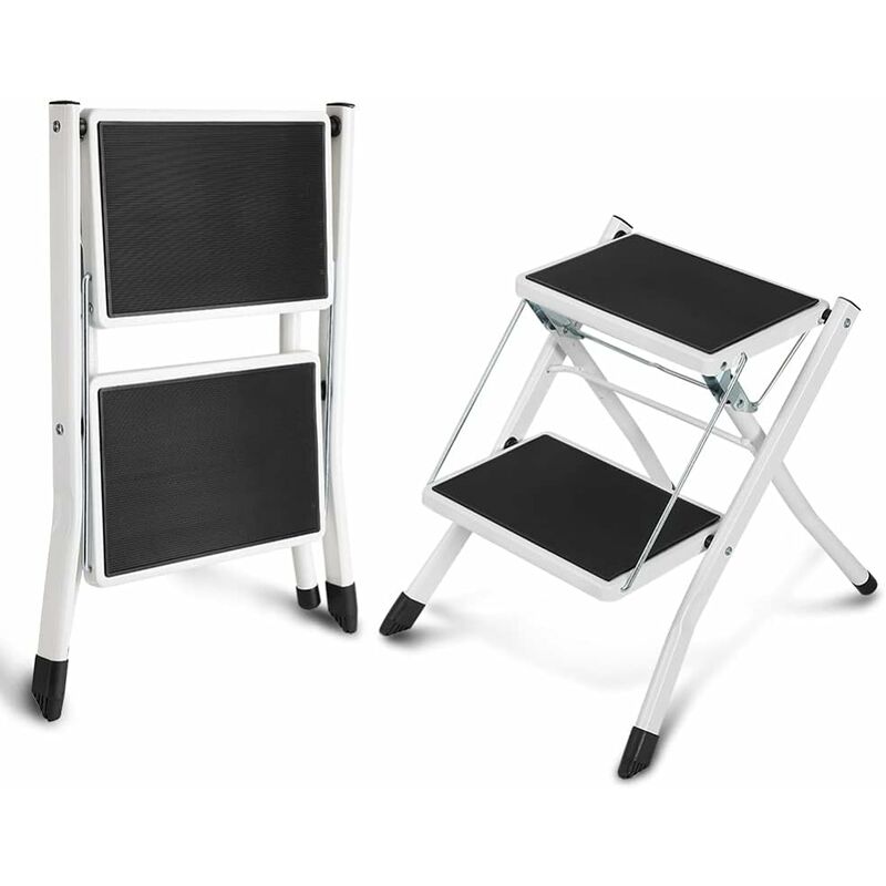 Marchepied pliant 2 marches avec repose-pied antidérapant, mini tabouret pliable léger, échelle de ménage avec sécurité pliante, tabouret pliable en
