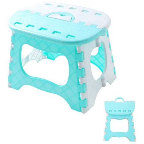 Marchepied pliant en plastique, tabouret de pêche portable pour cuisine, salle de bain, toilettes (Bleu)