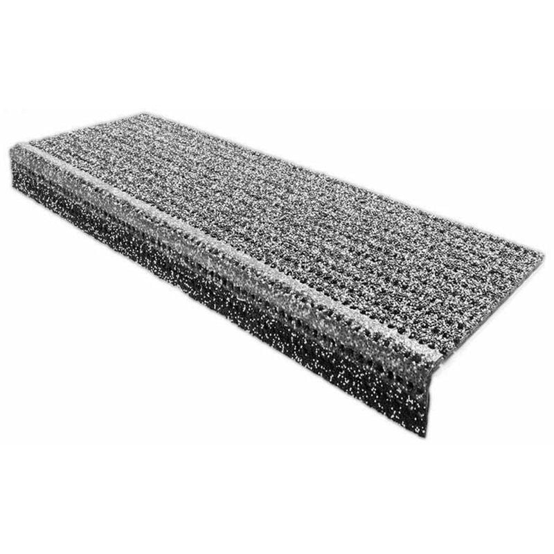 Karat - Tapis d'escalier en caoutchouc Antidérapant Gris 25 x 73 cm