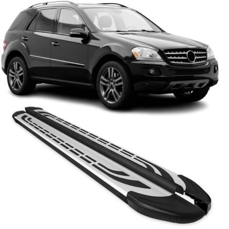 Marchepieds Latéraux Compatible avec Mercedes Classe M W164 2006-2011 Aluminium Gris Noir