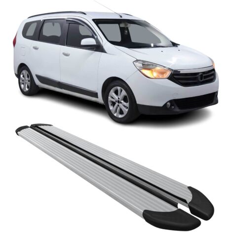 Marchepieds Latéraux pédale Compatible avec Dacia Lodgy 2012-2024 Aluminium Argent 2Pcs
