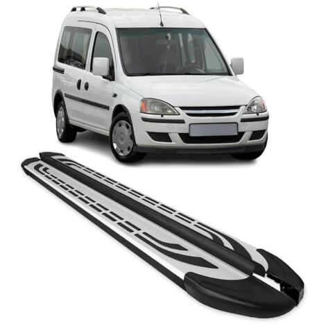 Marchepieds Latéraux Pédale Compatible avec Opel Combo 2001-2011 Aluminium Noir Argenté