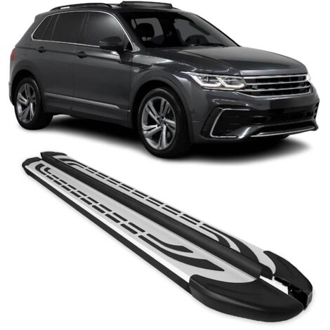 Marchepieds latéraux pédale pour VW Tiguan mk2 2016-2020 Pre-FL Alu Gris Noir 2x