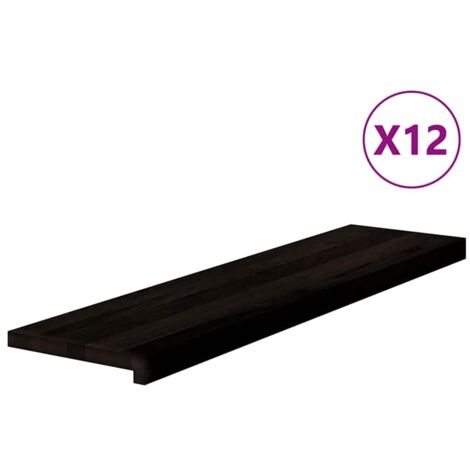 Marches d'escalier 12 pcs marron foncé 100x25x2 cm chêne massif